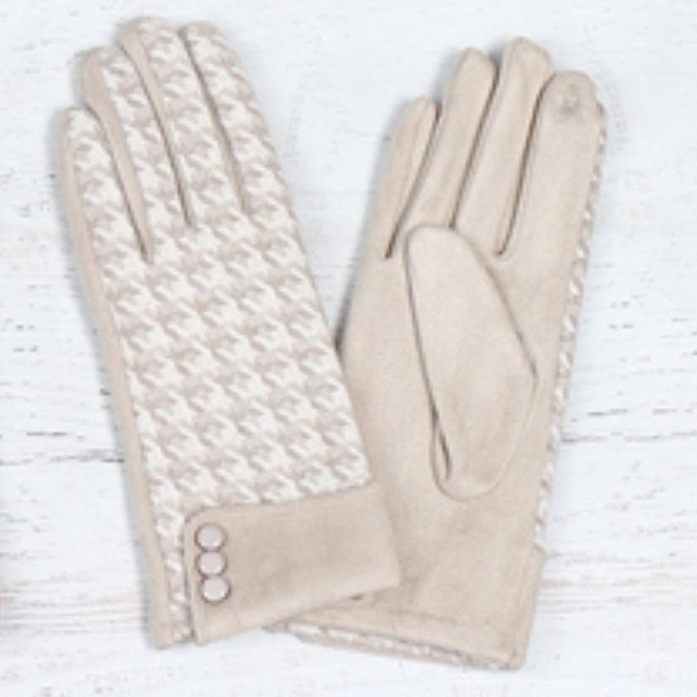 SMART TOUCH GLOVES W/ BUTTON - tan